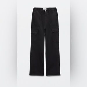 ZARA - High rise TRF straight leg cargo pant, black